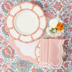 Mrs. Alice Table Linen Sets|Pink Applique Placemats & Napkins (Set Of 4)
