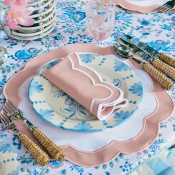 Mrs. Alice Table Linen Sets|Pink Applique Placemats & Napkins (Set Of 4)