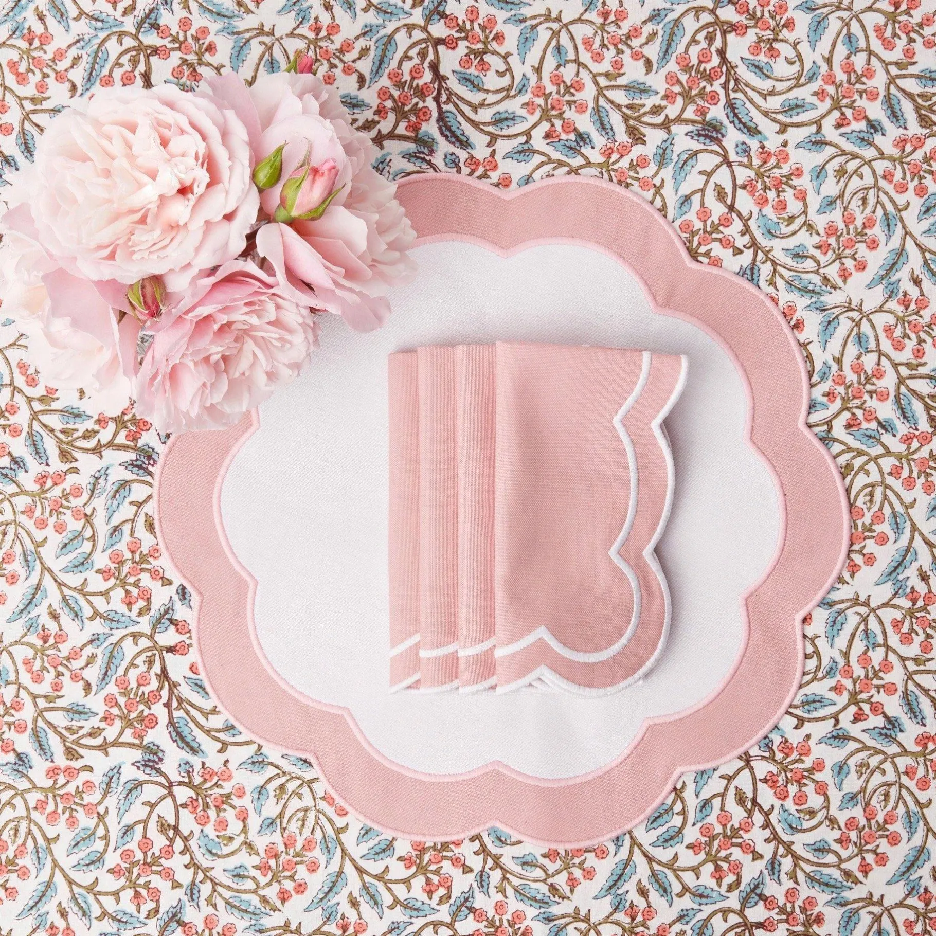 Mrs. Alice Placemats|Pink Applique Placemats (Set Of 4)