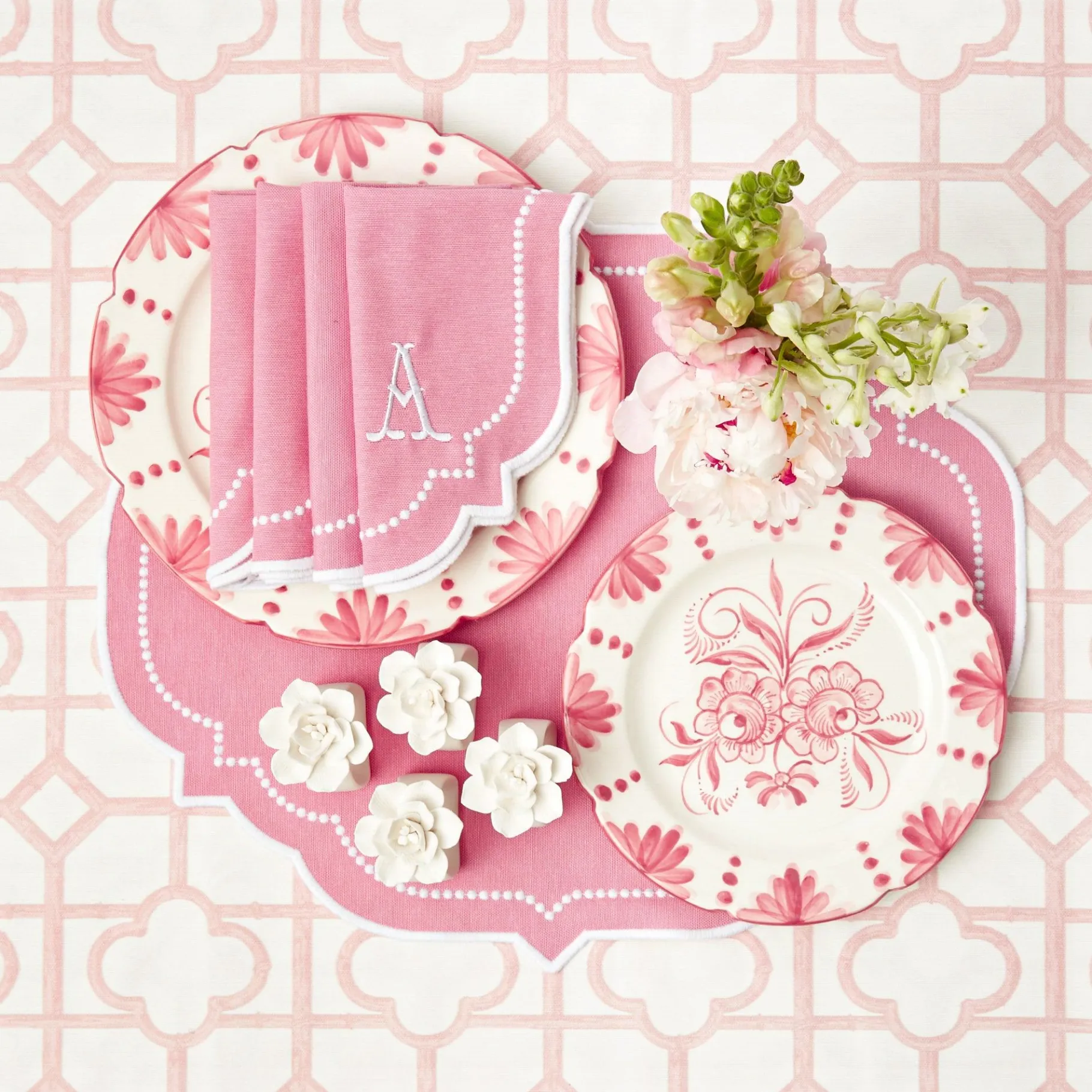 Mrs. Alice Tablecloths|Pink Bamboo Tablecloth