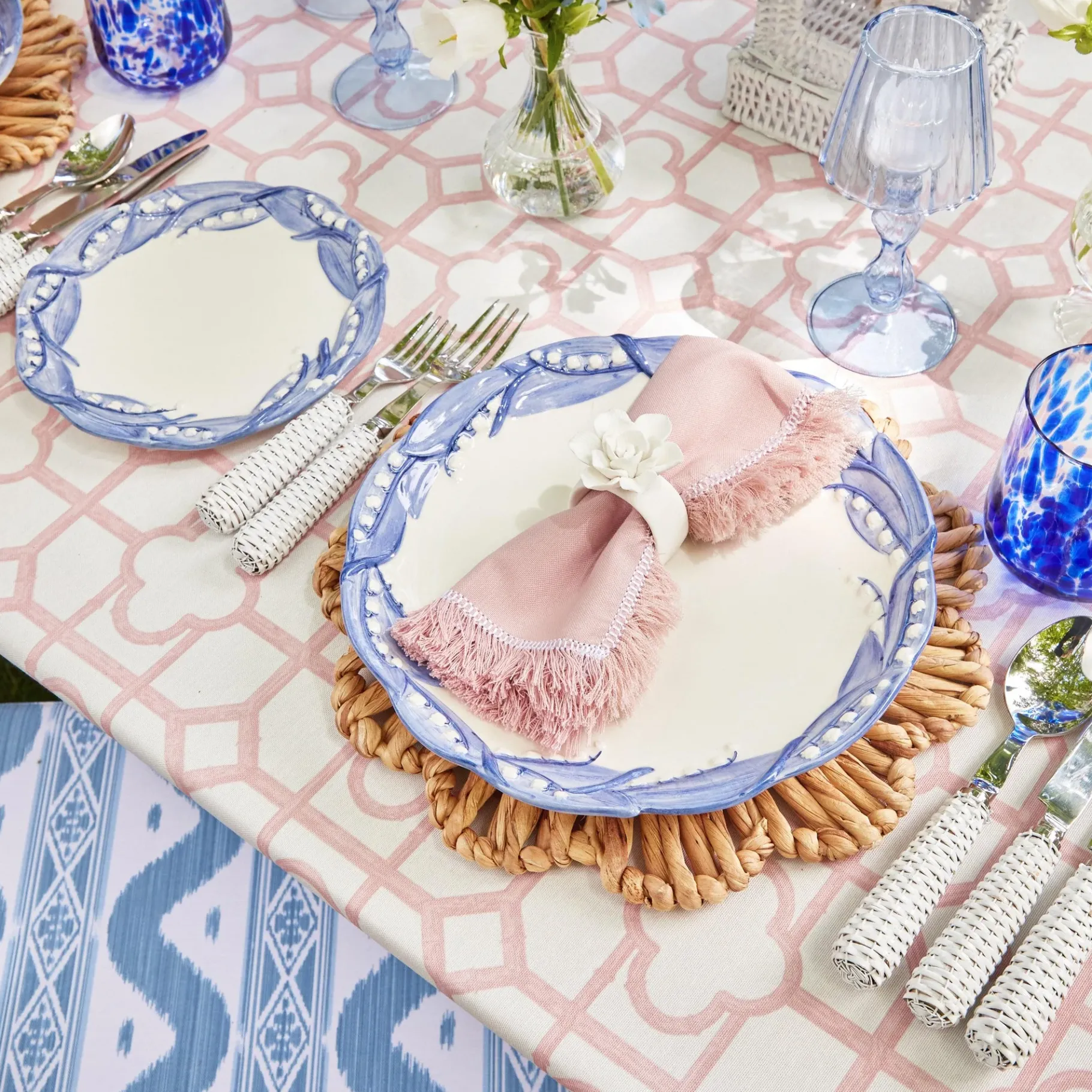Mrs. Alice Tablecloths|Pink Bamboo Tablecloth