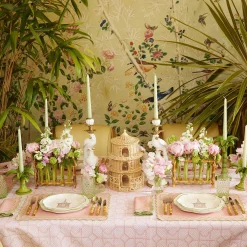 Mrs. Alice Tablecloths|Pink Bamboo Trellis Tablecloth