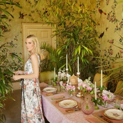 Mrs. Alice Tablecloths|Pink Bamboo Trellis Tablecloth