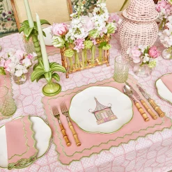 Mrs. Alice Tablecloths|Pink Bamboo Trellis Tablecloth