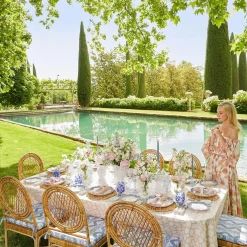 Mrs. Alice Table Linen Sets|Pink Bamboo, Water Hyacinth & Pink Fringe Linen Set