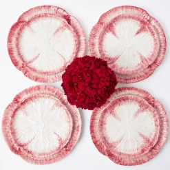 Mrs. Alice Dinner Plates|Pink Capri Lettuce Dinner Plate (Set Of 4)