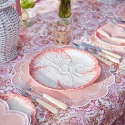 Mrs. Alice Dinner Plates|Pink Capri Lettuce Dinner Plate (Set Of 4)