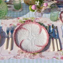 Mrs. Alice Dinner Plates|Pink Capri Lettuce Dinner Plate (Set Of 4)