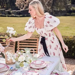 Mrs. Alice Crockery Sets|Pink Capri Lettuce Dinner Plate (Set Of 4)