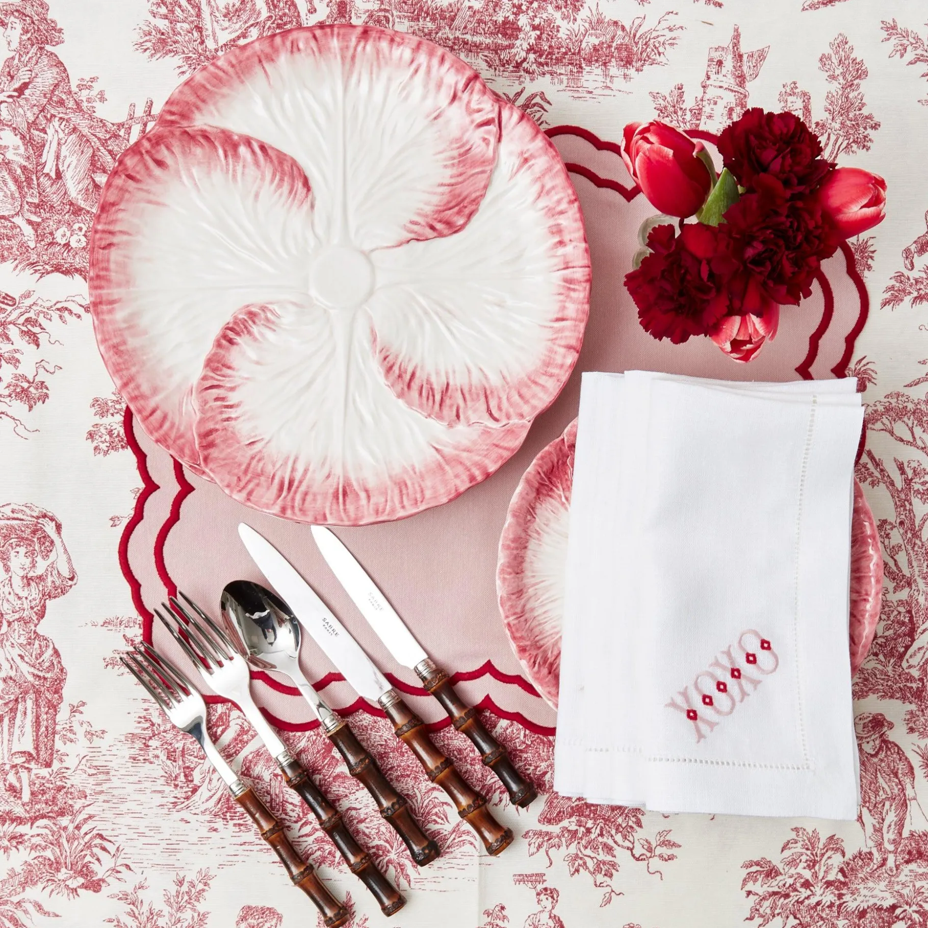 Mrs. Alice Crockery Sets|Pink Capri Lettuce Dinner Plate (Set Of 4)