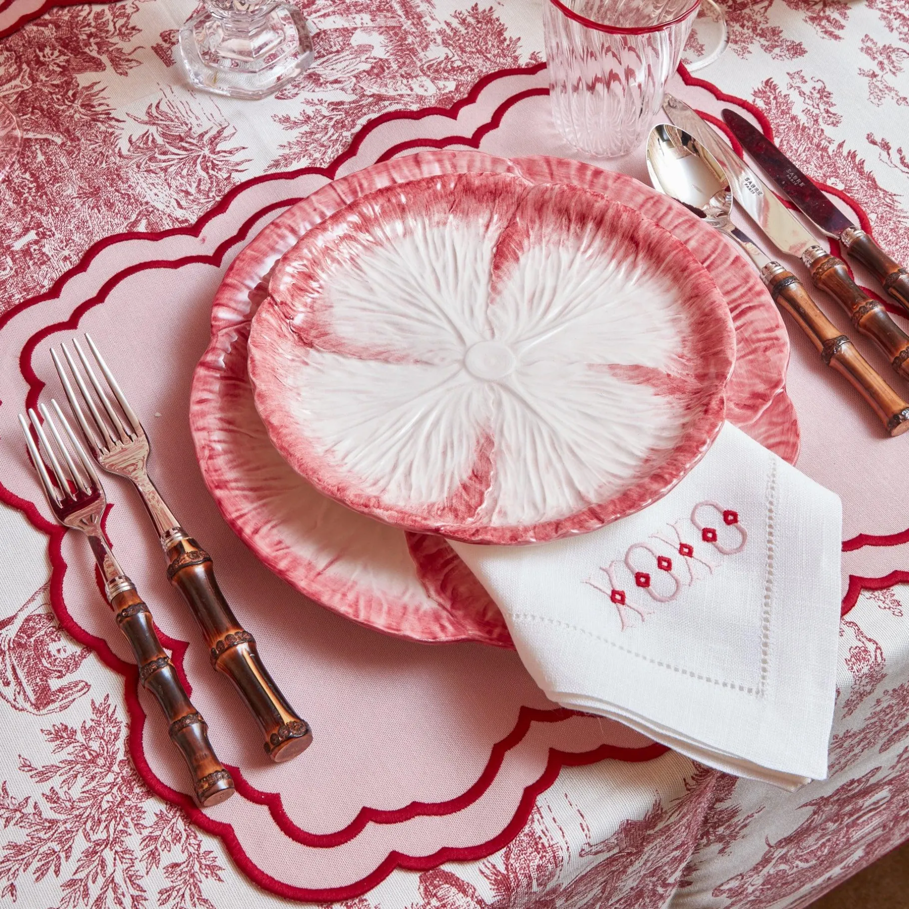 Mrs. Alice Crockery Sets|Pink Capri Lettuce Dinner Plate (Set Of 4)