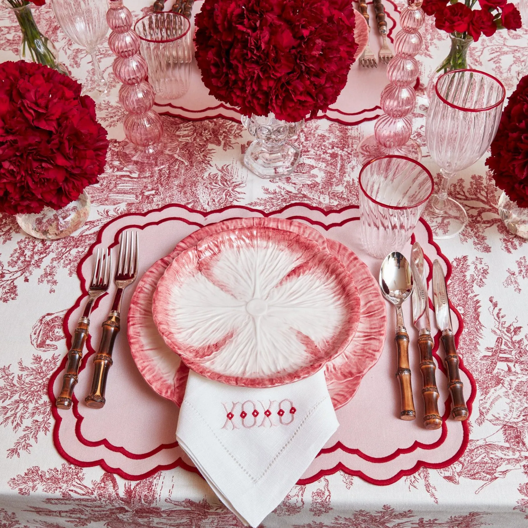 Mrs. Alice Crockery Sets|Pink Capri Lettuce Dinner Plate (Set Of 4)