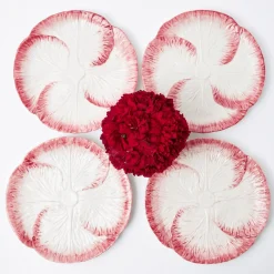 Mrs. Alice Lettuce Crockery|Pink Capri Lettuce Dinner Plate (Set Of 4)