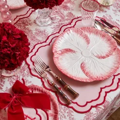 Mrs. Alice Lettuce Crockery|Pink Capri Lettuce Dinner Plate (Set Of 4)