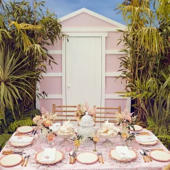 Mrs. Alice Dinner Plates|Pink Geometric Bamboo Dinner Plate