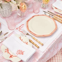 Mrs. Alice Dinner Plates|Pink Geometric Bamboo Dinner Plate