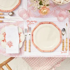 Mrs. Alice Dinner Plates|Pink Geometric Bamboo Dinner Plate