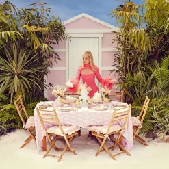 Mrs. Alice Dinner Plates|Pink Geometric Bamboo Dinner Plate