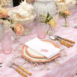 Mrs. Alice Dinner Plates|Pink Geometric Bamboo Dinner Plate (Set Of 4)