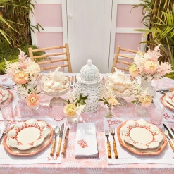 Mrs. Alice Dinner Plates|Pink Geometric Bamboo Dinner Plate (Set Of 4)