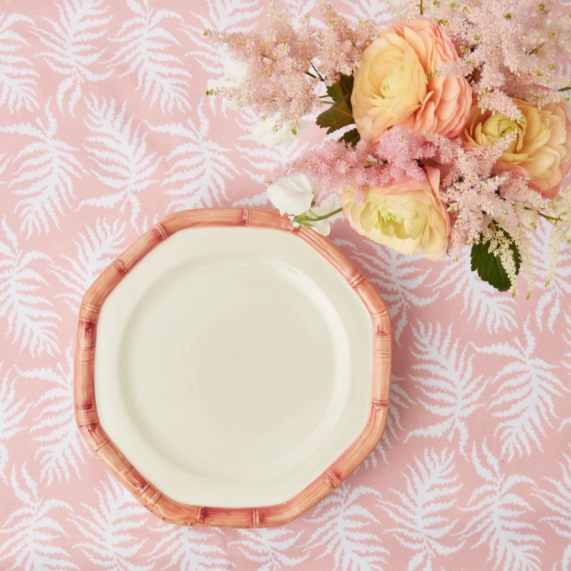 Mrs. Alice Crockery Sets|Pink Geometric Bamboo Dinner Plate (Set Of 4)