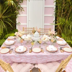 Mrs. Alice Crockery Sets|Pink Geometric Bamboo Dinner Plate (Set Of 4)