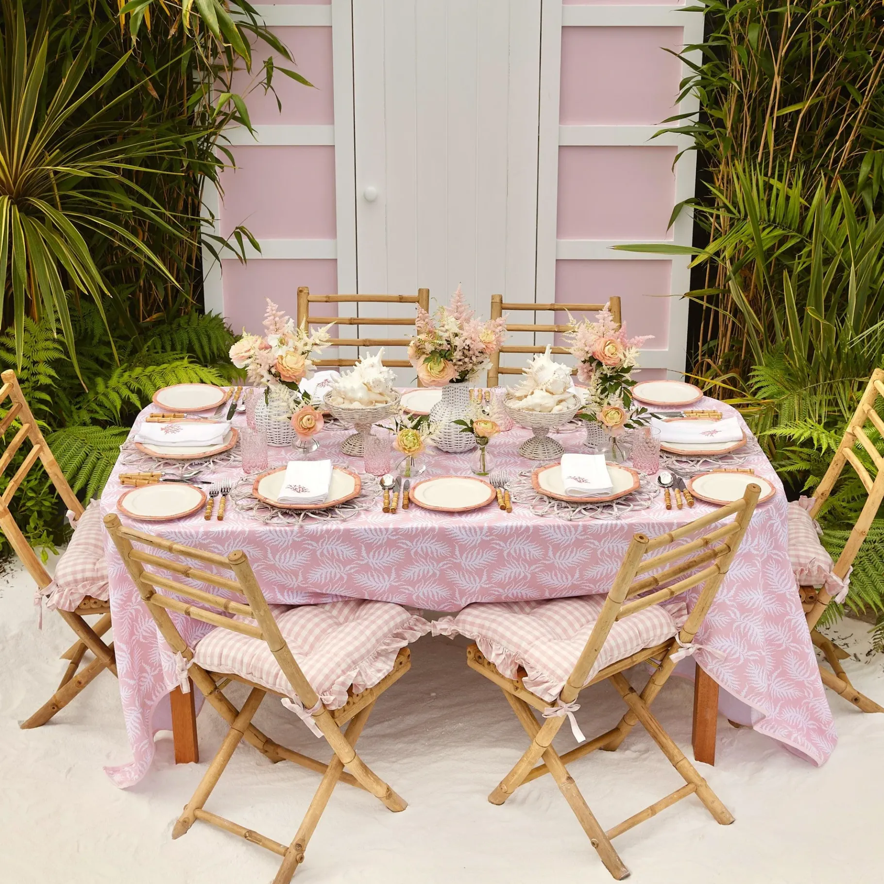 Mrs. Alice Bamboo Crockery|Pink Geometric Bamboo Starter Plate (Set Of 4)