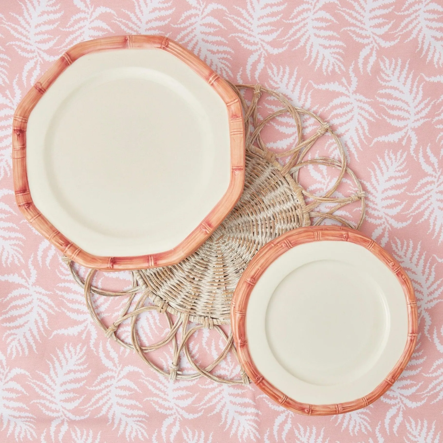 Mrs. Alice Bamboo Crockery|Pink Geometric Bamboo Starter Plate (Set Of 4)