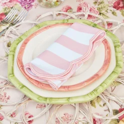 Mrs. Alice Bamboo Crockery|Pink Geometric Bamboo Starter Plate (Set Of 4)