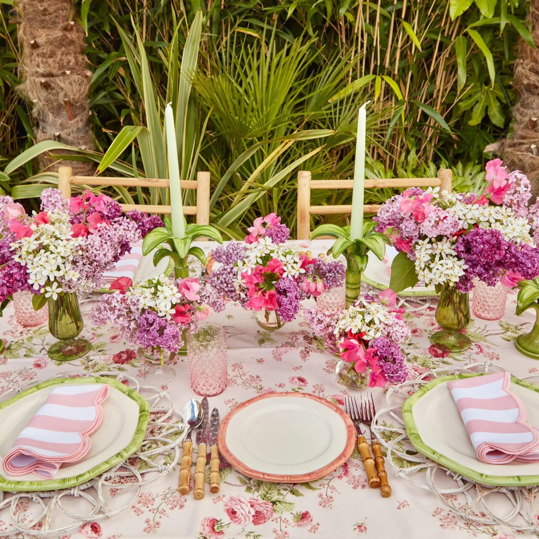 Mrs. Alice Bamboo Crockery|Pink Geometric Bamboo Starter Plate (Set Of 4)