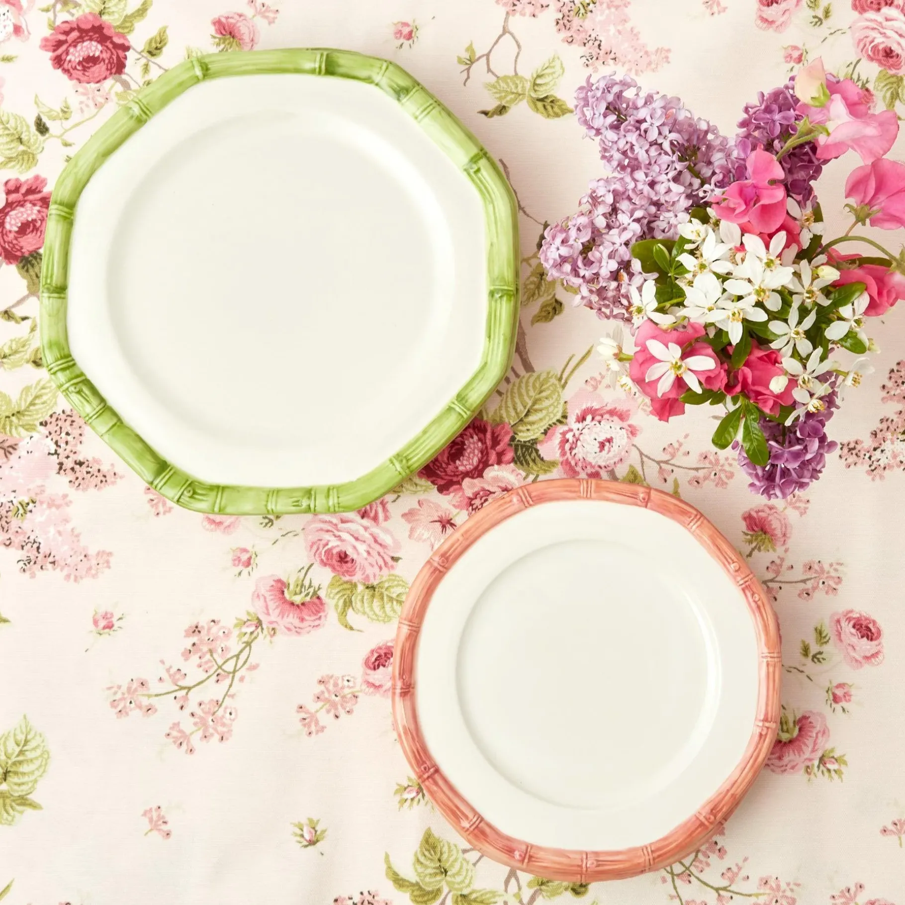 Mrs. Alice Bamboo Crockery|Pink Geometric Bamboo Starter Plate (Set Of 4)