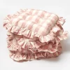 Mrs. Alice Cushions|Pink Gingham Ruffle Seat Pad Cushion (Set Of 4)