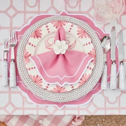 Mrs. Alice Cushions|Pink Gingham Ruffle Seat Pad Cushion (Set Of 4)