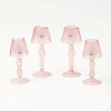 Mrs. Alice Candle Holders|Pink Glass Lantern Tea Light Holder Set