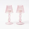 Mrs. Alice Pagodas & Lanterns|Pink Glass Lantern Tea Light Holder (Pair) - 18Cm