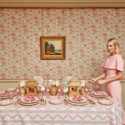 Mrs. Alice Tablecloths|Pink Leopard Ikat Tablecloth