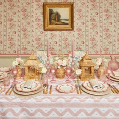 Mrs. Alice Tablecloths|Pink Leopard Ikat Tablecloth