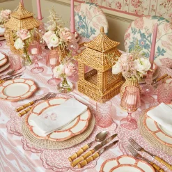 Mrs. Alice Tablecloths|Pink Leopard Ikat Tablecloth