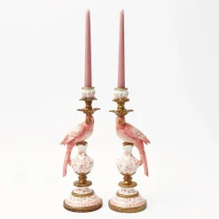 Mrs. Alice Candle Holders|Pink Parrot Candle Holder (Pair)