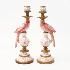 Mrs. Alice Candle Holders|Pink Parrot Candle Holder (Pair)