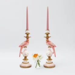 Mrs. Alice Candle Holders|Pink Parrot Candle Holder (Pair)