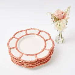 Mrs. Alice Bamboo Crockery|Pink Petal Bamboo Dinner Plates (Set Of 4)