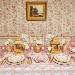 Mrs. Alice Bamboo Crockery|Pink Petal Bamboo Dinner Plate