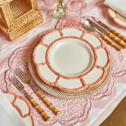 Mrs. Alice Bamboo Crockery|Pink Petal Bamboo Dinner Plate