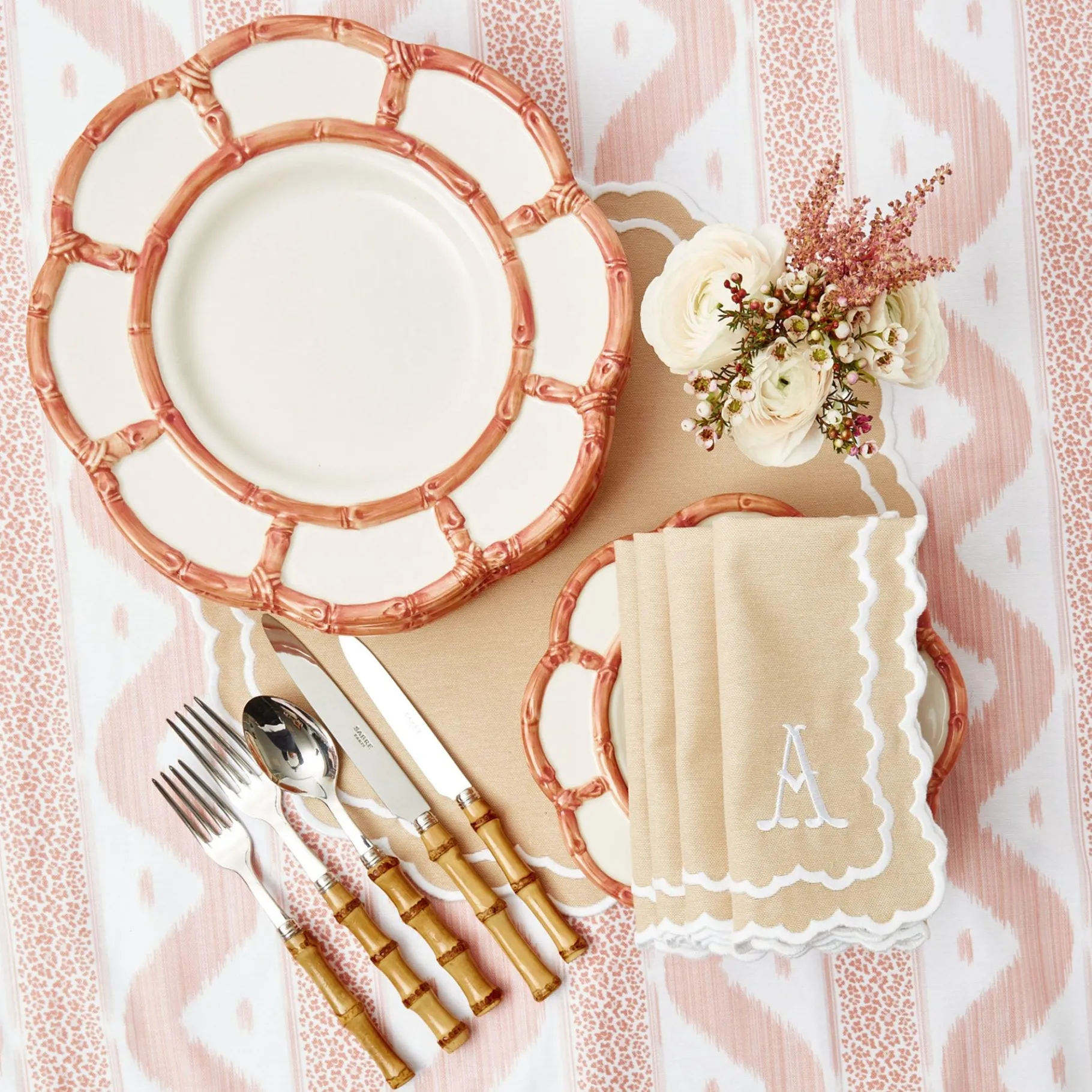 Mrs. Alice Crockery Sets|Pink Petal Bamboo Dinner Plates (Set Of 4)