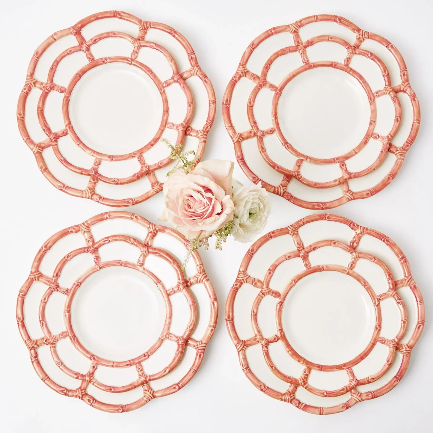Mrs. Alice Crockery Sets|Pink Petal Bamboo Dinner Plates (Set Of 4)