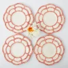 Mrs. Alice Bamboo Crockery|Pink Petal Bamboo Dinner & Starter Plates (Set Of 8)