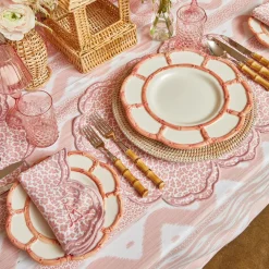 Mrs. Alice Dinner Plates|Pink Petal Bamboo Dinner Plates (Set Of 4)