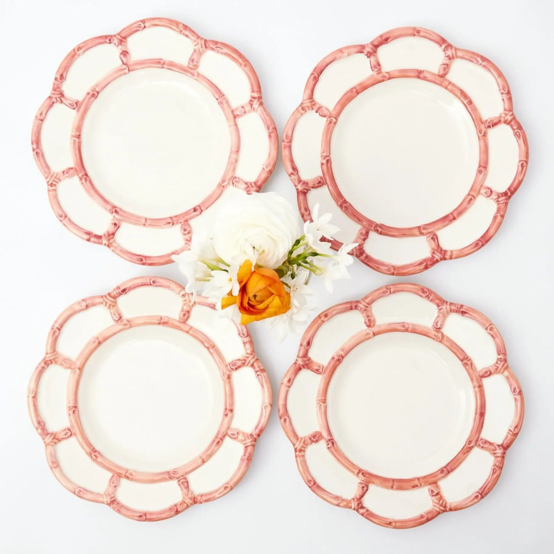 Mrs. Alice Bamboo Crockery|Pink Petal Bamboo Starter Plates (Set Of 4)