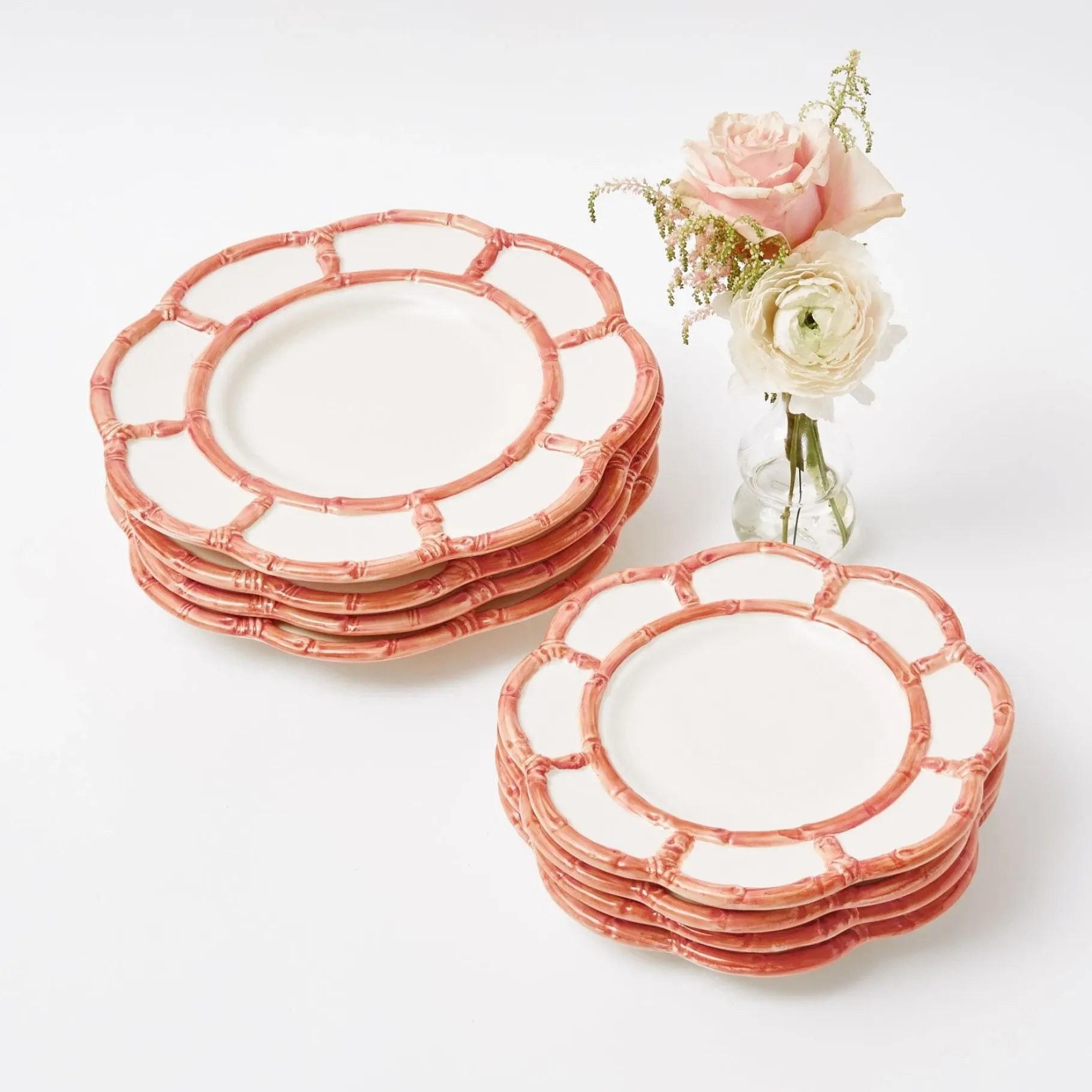Mrs. Alice Bamboo Crockery|Pink Petal Bamboo Starter Plates (Set Of 4)